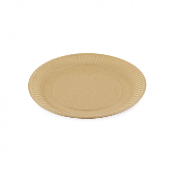 Frischfaser Pappteller rund | Ø 23x1,5 cm | Braun | Mit Fettbarriere (100 Stk.)